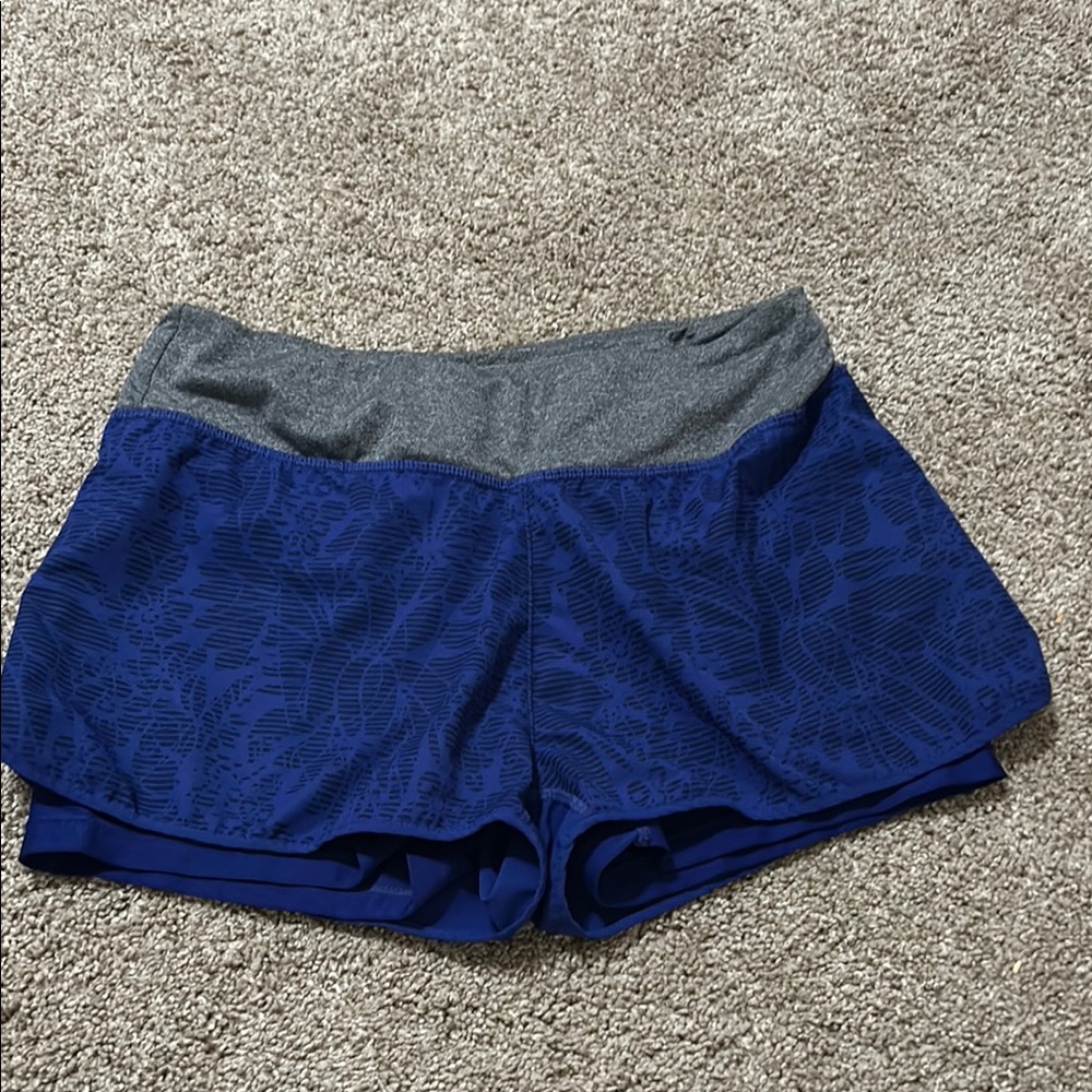 Blue and Gray Women's Athletic Shorts